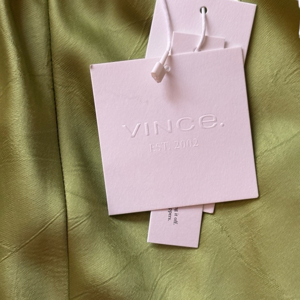 Vince NWT NEW Satin Bias Pants Cactus Green Size 3X Pull On Wide Leg Luxe Plus - Picture 9 of 12